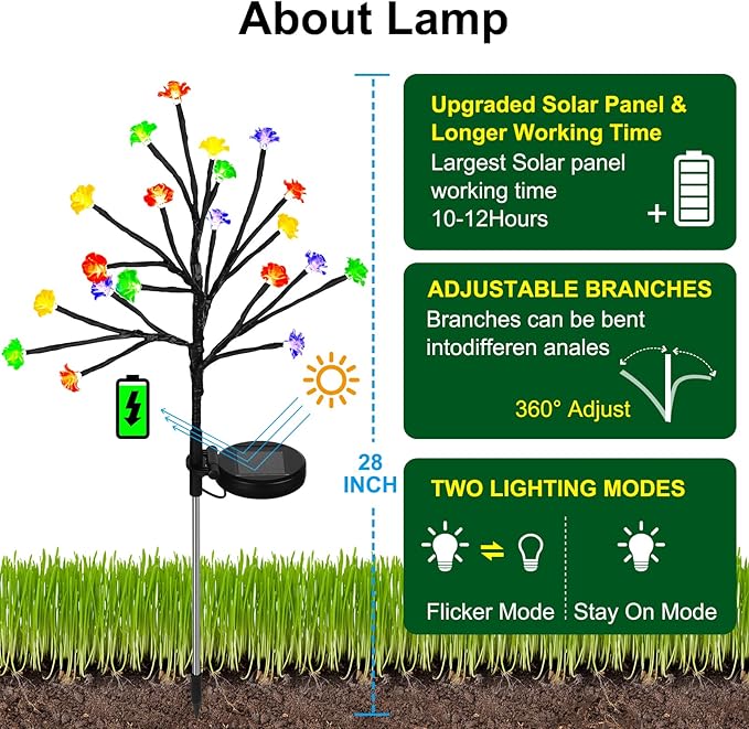 Solar Garden Lights Decorative, Solar Outdoor Lights Waterproof 4Pack,80Led Rose Solar Flower Lights Garden Decor, Solar Lights for Outside Yard,Patio,Christmas Decorations Gardening Gifts