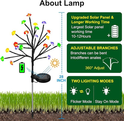 Solar Garden Lights Decorative, Solar Outdoor Lights Waterproof 4Pack,80Led Rose Solar Flower Lights Garden Decor, Solar Lights for Outside Yard,Patio,Christmas Decorations Gardening Gifts