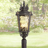 John Timberland Casa Marseille European Outdoor Post Light Fixture Bronze Scroll 28" Hammered Glass for Exterior | Lumora