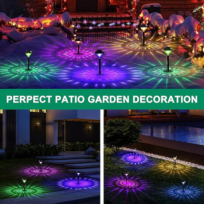 Solar Color Changing Lights Waterproof IP67 - LED Outdoor Pathway Lighting Decorative Garden Landscape Path Lights Ground Spotlights Warm Light LED Luce Solares for Street Walkway Sidewalk 2pcs