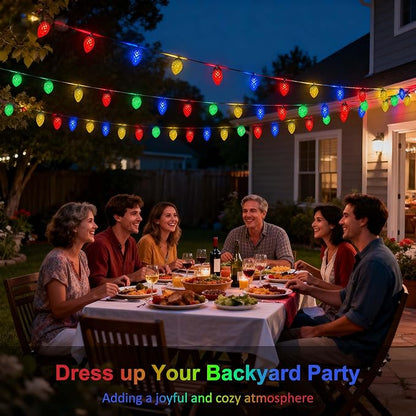 Easter Decorative Lights Outdoor Waterproof C7 50 LED Ultra Bright Strawberry Fairy String Lights 8 Modes Solar Light for Outside Garden Patio Wedding Party Christmas Decoration(Multicolor)