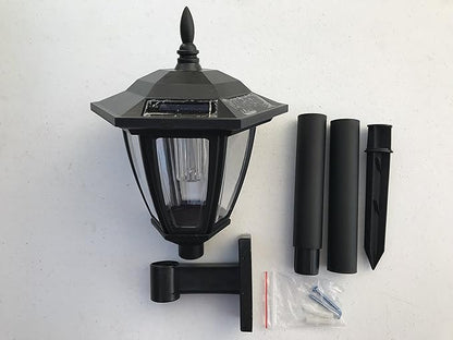 Solar Hexagon Wall Mount and Stakes Landscape Light with 6 Bright SMD White Color LED