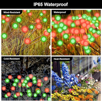 Swaying Solar Firefly Lights Outdoor, 8 Modes Red and Green Firefly Swaying Solar Garden Lights Waterproof for Outside Christmas Yard Patio Pathway Plant Landscape Garden Decor(R&G 4 Pack)