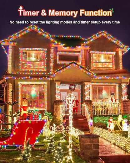 Multicolor Christmas Lights Outdoor Total 710FT 1800 LED, Extra Long Outdoor String Lights Waterproof, Timer & Memory, 8 Modes Dimmable Plug in Fairy for Outside Tree Wedding Patry