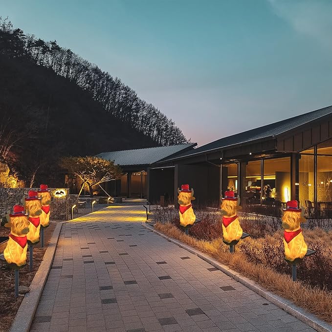 2pcs Highland Cow Solar Garden Lights, Outdoor, Small, Red, Rustic, Waterproof, LED, Path, Flush Mount, Touch Control, 2 Count