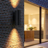 mirrea 14" Modern Outdoor Porch Light Patio Light in 2 Lights with Aluminum Cylinder and Tempered Glass Cover | Lumora