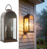 Outdoor Wall Light Fixtures, 2-Light Porch Lights Outdoor, Matte Bronze Exterior Waterproof Wall Sconce with Glass | Lumora
