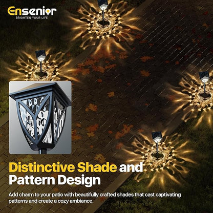 Ensenior 6-Pack Solar Lights Outdoor, 3000K LED Solar Garden Lights for Pathway, Yard, Patio, Walkway, Planter, Waterproof, Energy-Efficient Landscape Lighting