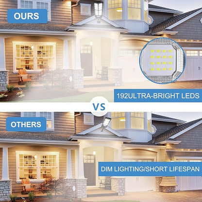 Solar Street Lights Outdoor 800W with Motion Sensor & Remote, IP67 Waterproof Wall Light, 6Hrs Bright LED for Garden/Yard/Street, Wireless Radar Sensing & Auto On/Off