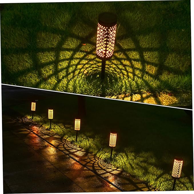 Solar Garden Path Lights Led Iron Chrysanthemum Design for Outdoor Decoration Energy-Saving Solar Powered Lighting for Walkways and Patios Bright Orange Color