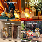 Solar Owl Garden Statues Outdoor Decor Resin Owl Figurine with LED Lights Owl Sculpture for Porch Patio Lawn Yard | Lumora