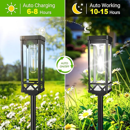 KOOPER Taller Solar Pathway Lights Outdoor, 8 Pack Upgraded Brighter Solar Garden Lights Solar Powered, Up to 15 Hours Outdoor Solar Lights for Yard Landscape Path Walkway Driveway （Cool White）