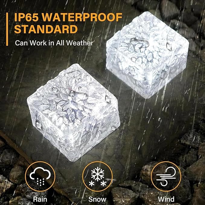 Solar Lights, Brick Lights, Outdoor Waterproof, Recessed, for Garden, Sidewalk, Path, Yard Decoration, Landscape Lighting, 2 Pack (White Light (2.95 inches))