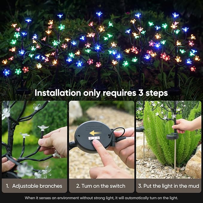 Solar Garden Lights Outdoor Waterproof,Garden Decor Solar Flowers For Outside Decorative,6Pack 2Modes Solar Powered Fairy Outdoor Decorations for Yard Patio Pathway, Gardening Gifts Mothers Day