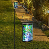 Hanging Solar Lantern Outdoor Waterproof Peacock Solar Lights Glass Tabletop Decorative Lamp for Outdoor Patio | Lumora