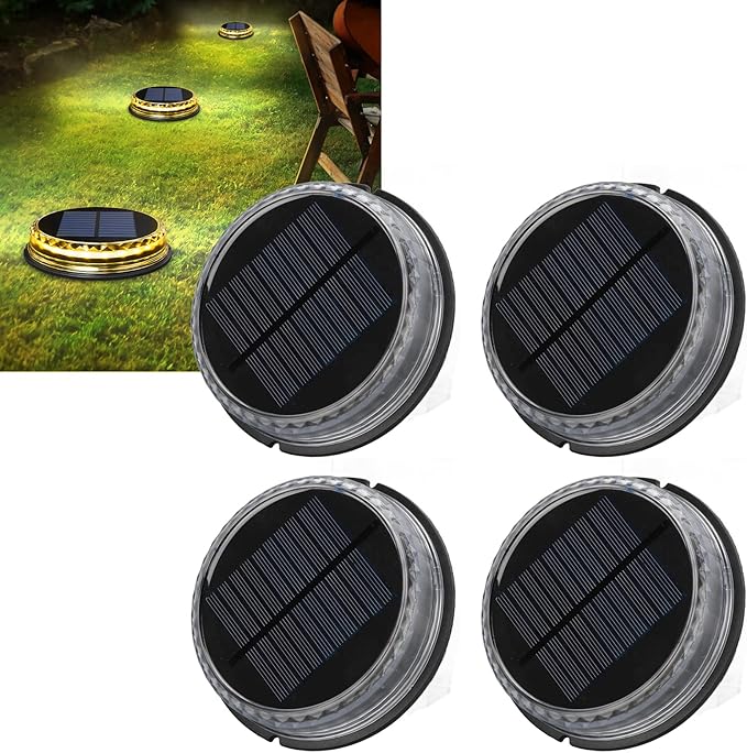 Hyuduo Solar Ground Lights Outdoor, IP65 Waterproof Pathway LED Lights with Warm White Light, Auto On/Off Sensor, 4 | Lumora