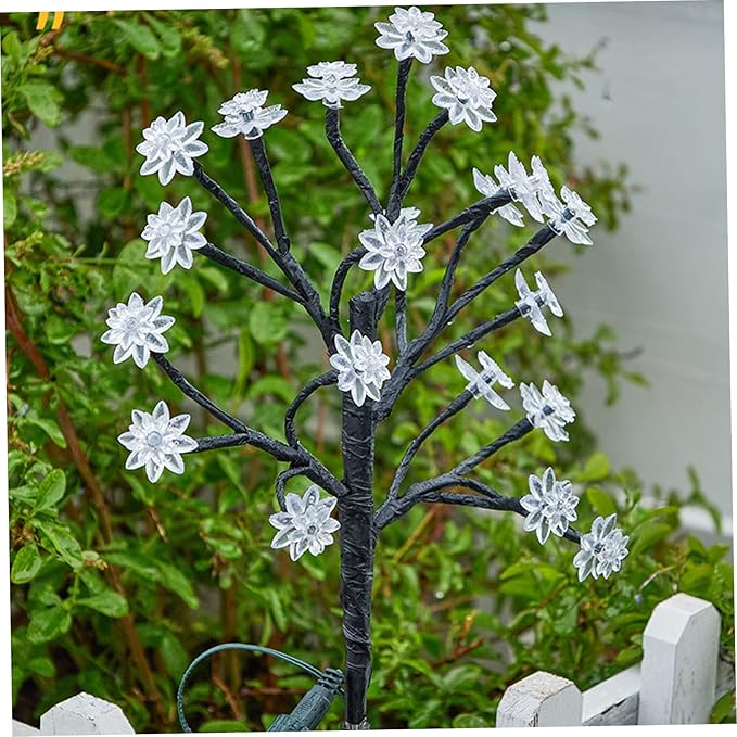 Solar Flower Stake Lamps, 66cm/26inch Solar LED Cherry Blossom Garden Lights, Waterproof Colorful Landscape Lights, Garden Decorative Lamp for Yard Patio Pathway (4pcs)