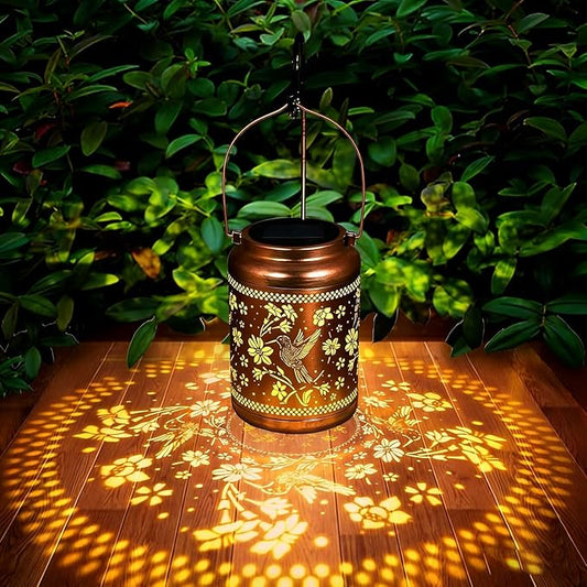 Solar Lanterns Outdoor Hummingbird Decorative Solar Lights Waterproof Metal Hanging Lights Gardening Gifts for Outside Garden Yard, Patio, Backyard, Farm Gifts for Women Mom Grandma