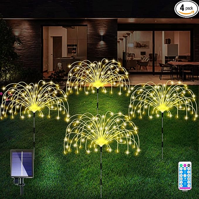Solar Garden Lights 4-Pack Waterproof Decorative Pathway Firefly Lights for Courtyard & Garden Party Warm White | Lumora
