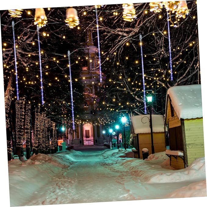 Uonlytech 1set Solar-Powered Led Shower Lights Outdoor String Lights for Christmas Wedding and Party Decoration Tubes Remote Control Modes