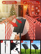 COOLWUFAN 24 Pack 28" Solar Candy Cane Path Lights Christmas Decorations, 4 Brightness Levels 264 Bright LEDs | Lumora