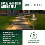 GKOLED Solid Brass Landscape Path Lights (5" Shade, 20" Tall), Low Voltage LED 3W 12-24V China Hat Path Lighting | Lumora