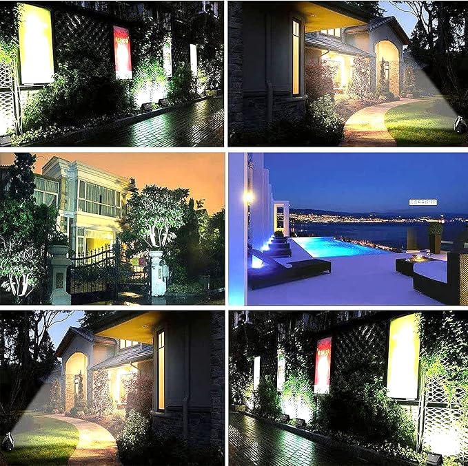 HANNAHONG 20W RGB LED Landscape Spot-Light,16 Color Changing&4 Mode Flash,Dimmable,5 Ft Cable Plug in,IP66 Waterproof Outdoor Wall Washer Security Flood Light,Garden,Halloween Decor