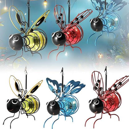2025 New Solar Bees Lights Outdoor, Solars Bee Simulation Lights, Hanging Bee Solar Garden Light, Waterproof Bumble Bees Solar Light for Party Festivals Garden Decor Birthday Gifts (3PC-All)