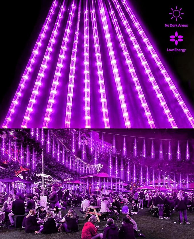 Christmas Lights 12 Inch 10 Tubes Meteor Shower Light LED Falling Rain Drop Lights Icicle Snow Cascading Xmas String Decor for Wedding Party Garden Decoration,Shine Purple