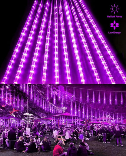 Christmas Lights 12 Inch 10 Tubes Meteor Shower Light LED Falling Rain Drop Lights Icicle Snow Cascading Xmas String Decor for Wedding Party Garden Decoration,Shine Purple