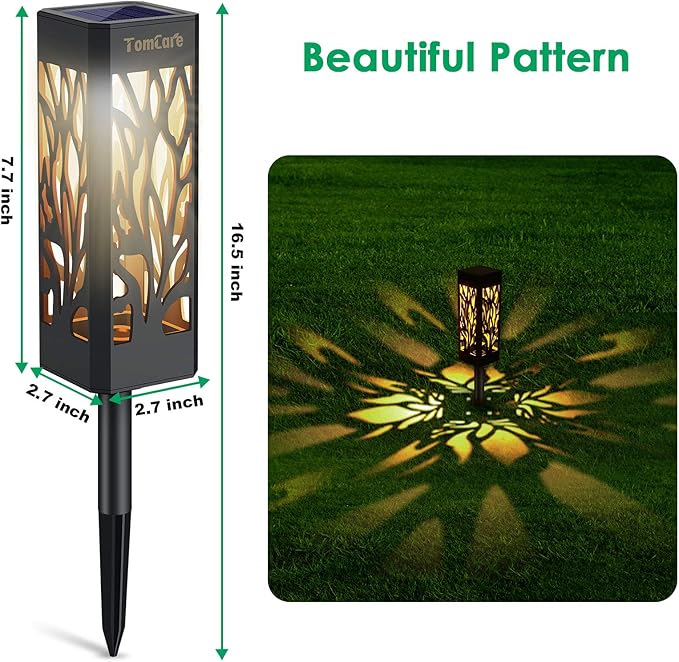 TomCare Solar Lights Outdoor Flickering Flame Solar Lantern with Upgraded Bright Solar Pathway Lights | Lumora