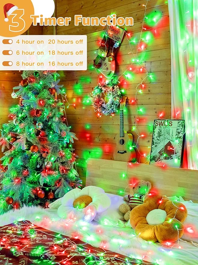 Christmas Lights 600 LED 98FT, Waterproof Outdoor String Lights with Remote and Timer, 8 Modes Dimmable Fairy | Lumora