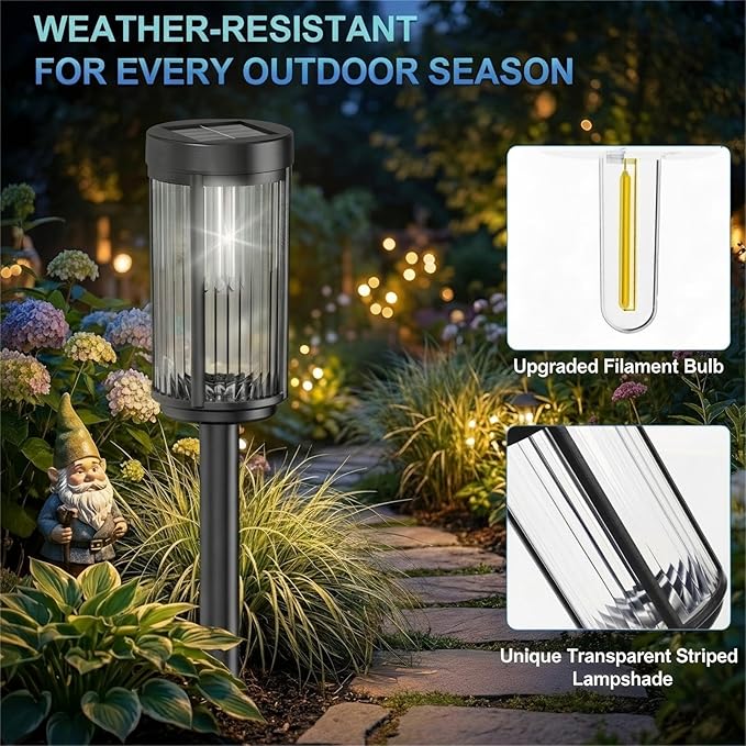 Sparkblaze 2 Pack Solar Garden Lights Outdoor, Decorative Solar Pathway Lights for Yard Auto On/Off Landscape Lighting for Walkway, Lawn, Garden, Waterproof Solar Stake Lights. (2, Cold White)