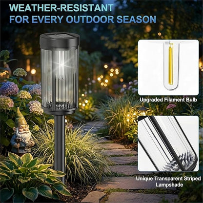 Sparkblaze 2 Pack Solar Garden Lights Outdoor, Decorative Solar Pathway Lights for Yard Auto On/Off Landscape Lighting for Walkway, Lawn, Garden, Waterproof Solar Stake Lights. (2, Cold White)