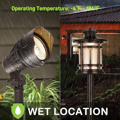 hykolity 8 Pack Low Voltage LED Landscape Kits, 12V Pathway Flood Light Kits, 10W 390LM and 3.4W 155LM Wired for Outdoor Yard Lawn, Die-cast Aluminum, 50W and 30W Equivalent
