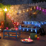 100FT(2x50FT) RGB Solar Outdoor String Lights with Remote, Dimmable Waterproof Patio Lights with 30 Bulbs for Porch | Lumora