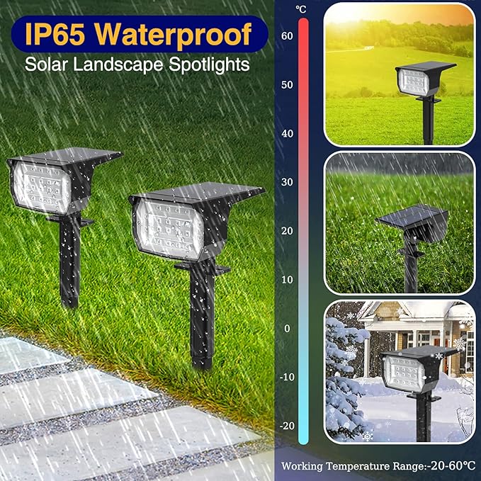 nipify 2 Pack Solar Spot Lights Outdoor Color Changing, 7 Modes Halloween RGB Solar Powered Waterproof Spotlight | Lumora