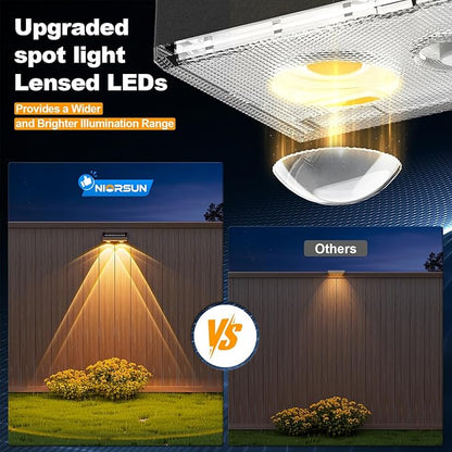 NIORSUN Solar Fence Lights,8 Pack Deck Light,Led Lights Warm White Outdoor Wall Lights,IP45 Solar Powered Light Waterproof for Backyard/Pool/Railing/Patio/Porch/Step/Outside/Garden (Black)