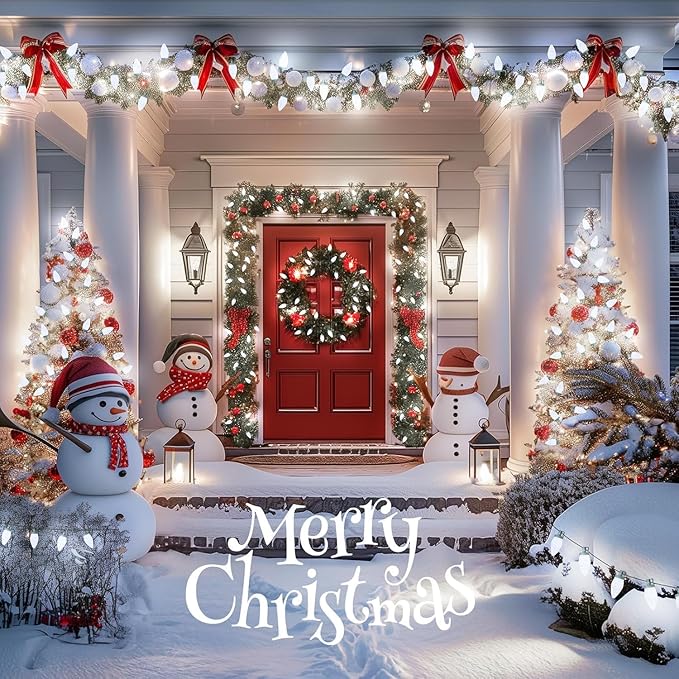 100 Feet C9 Christmas String Lights, Waterproof Commercia Led Outdoor Christmas Lights with 100 Strawberry C9 | Lumora