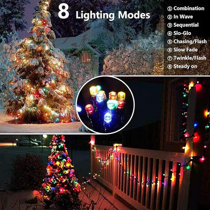 Joomer Solar Christmas Lights Outdoor, 4 Pack Total 156FT 400LED 8 Lighting Modes Solar String Light Waterproof Fairy Tree Lighted for Garden Yard Patio Christmas Decoration (Multicolor)