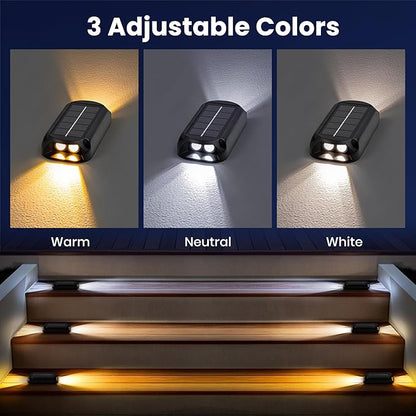 SOLPEX Solar Deck Lights, Solar Driveway Dock Lights Outdoor, IP65 Waterproof Step Light, 2700K/ 4000K/ 6600K 3 Modes Led Light for Stair, Pathway, Patio, Yard, Ground, 12 Pack