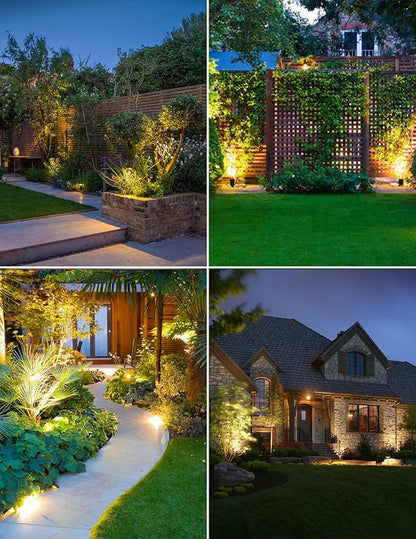 Zyan Solar Landscape Spotlights, Separate Monocrystalline Panels & USB-C Powered 16200mAh All-Night Auto On Off Dusk to Dawn, Outdoor IP65 Waterproof, Warm White for Yard Pathway Patio (12 Pack)
