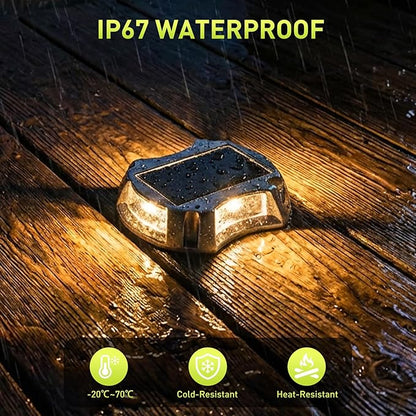 AGPTEK 5 In 1 Solar Driveway Lights Outdoor with Ground Spikes, IP67 Waterproof Solar Lights with 5 Modes (Blue/White/Warm/Mixed/Flashing) for Deck, Stairs, Pathway, Garden, Patio(Rectangle, 12 Pack)