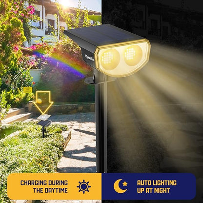 Kyosho Solar Outdoor Lights Waterproof IP67, 38 LEDs Solar Spot Lights Outdoor, 2-in-1 Landscape Spotlight with 3 Modes for Lawn, Pathway, Yard, Pool, 4 Pack