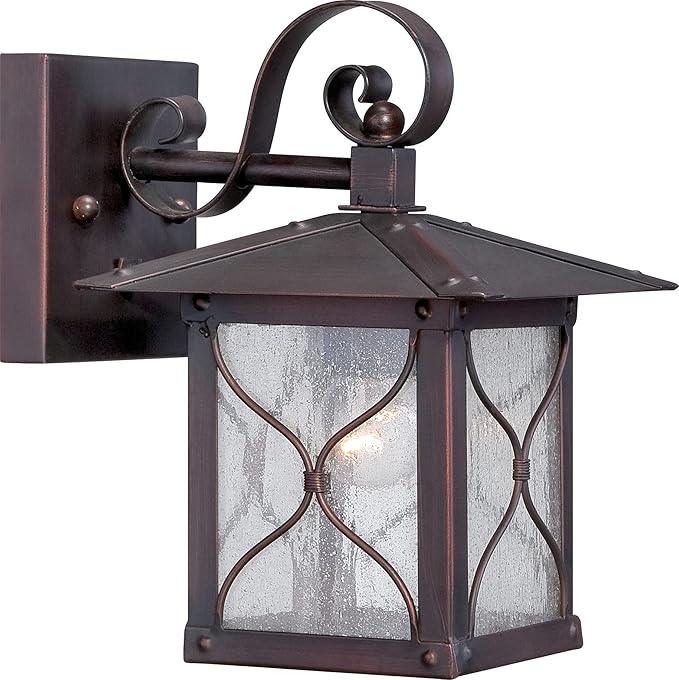 Nuvo Lighting 60/5611 Vega Small One Light Wall Lantern 60-watt A19 Outdoor Porch and Patio Lighting with Clear Seeded Glass, Classic Bronze