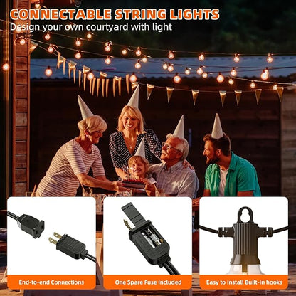 Kawaya 200FT Outdoor String Lights - LED Waterproof Patio Light for Outside with 100+4 G40 Globe Blubs - Shatterproof Hanging Lights for Porch Bistro Backyard Gazebo Balcony Cafe