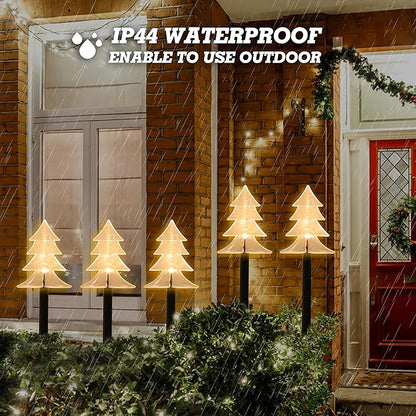 Solar Led Pathway Lights Christmas Tree Path Light for Christmas Holiday Decoration Waterproof Garden Light Yard Decoration Warm White (Trees)