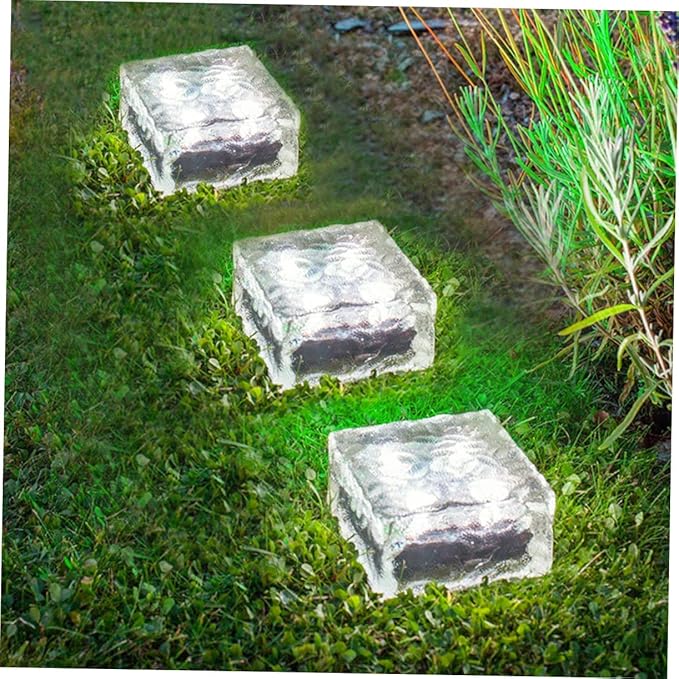 NUOBESTY Solar Powered LED Floor Light Outdoor Garden Decoration Square Glass Brick Light with Cool White | Lumora
