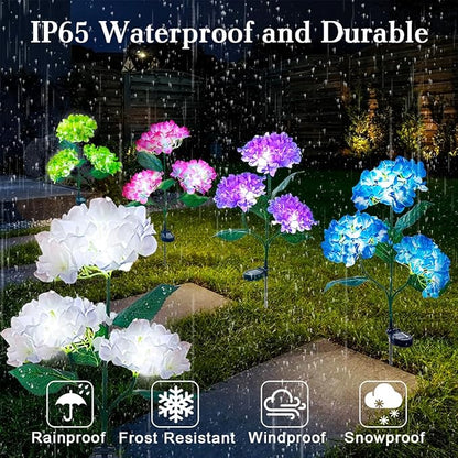 Aolyty Solar Garden Lights Outdoor, Solar Hydrangea Lights IP65 Waterproof LED Flowers Stake Lights 2 Pack for Garden Pathway Patio Backyard Landscape Decorative (Purple)