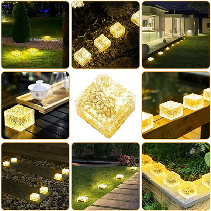 Solar Brick Lights Outdoor Waterproof Patio Brick Lights Garden Decor for Outside 6 Packs for Patio,Yard,Walkway,Pathway Decor